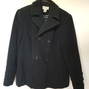 Black St. John's Bay Winter Peacoat with pockets